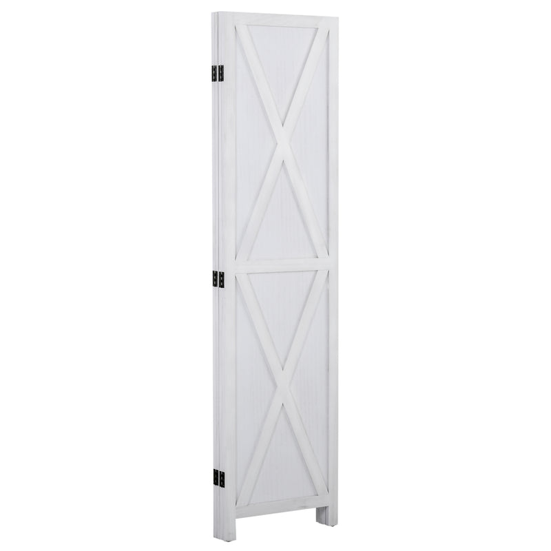 Biombo de 4 Paineis Separador de Ambientes Dobrável 182x170cm Divisória para Espaços de Madeira Decoração Elegante para Dormitório Sala de Estar Branco