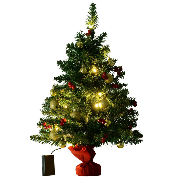 Mini Árvore de Natal 60cm Artificial Decoração de Natal de Pinheiro com Suporte Metálico 73 Ramos PVC Verde