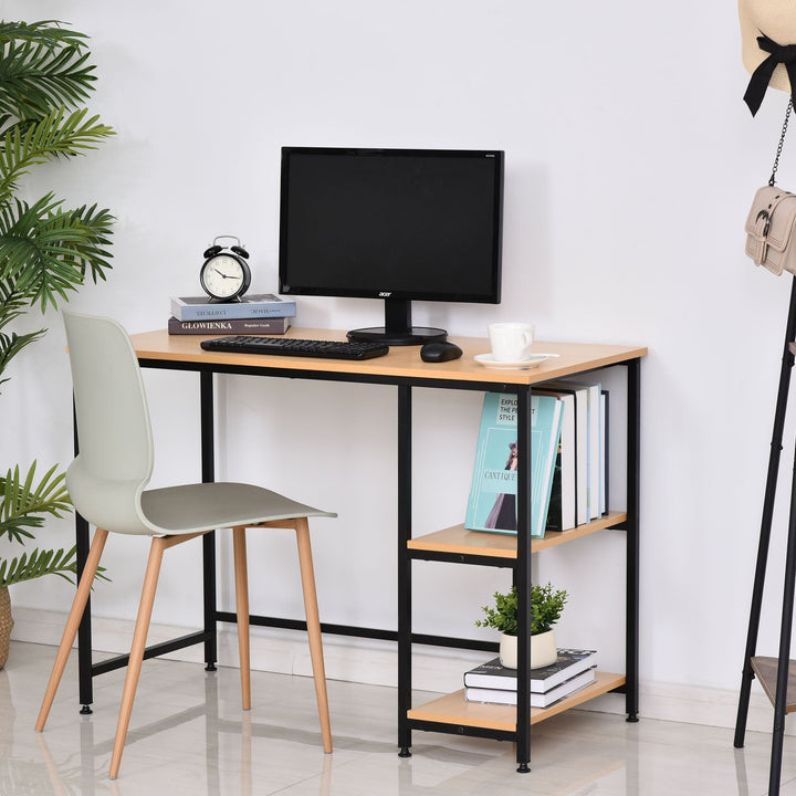 Mesa para Computador com 2 Prateleiras Pés Ajustáveis ??106x50x76 cm Cor Madeira