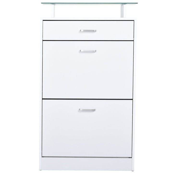 Organizador de sapatos com 3 gavetas Prateleira de vidro Carga 50 kg 60x24x105,5 Branco