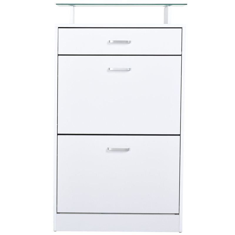 Organizador de sapatos com 3 gavetas Prateleira de vidro Carga 50 kg 60x24x105,5 Branco