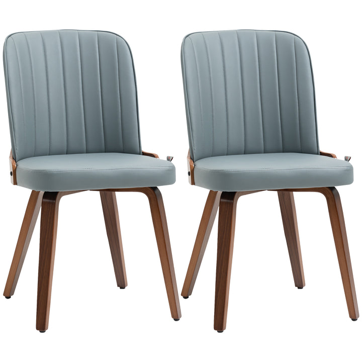 Conjunto de 2 Cadeiras de Sala de Jantar Modernas Cadeiras de Cozinha com Assentos Estofados em PU e Pés de Madeira Carga Máxima 120kg 47,5x55x85cm Cinza e Madeira