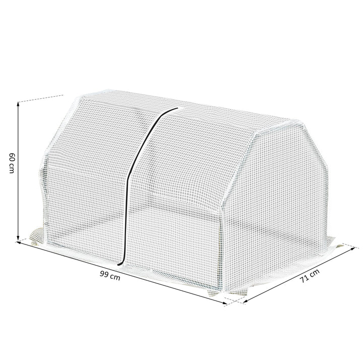 Estufa de Jardim Terraço 100x70x60cm Estufa Pequena com Zíper pra Cultivos de Plantas Flores Estrutura de Aço Cobertura PE Branco