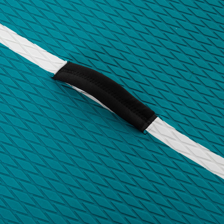 Prancha de Paddle Surf Inflável 320x76x15cm Dobrável com Remo de Alumínio Ajustável Desmontável Bolsa de Transporte e Acessórios Branco e Turquesa