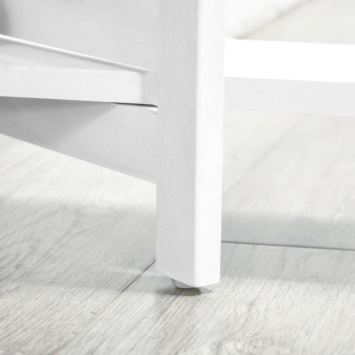 Biombo de 4 Painéis de Madeira Separador de Ambiente Dobrável com 3 Prateleiras Removíveis Desenho Persiana para Dormitório Escritório 160x170cm Branco