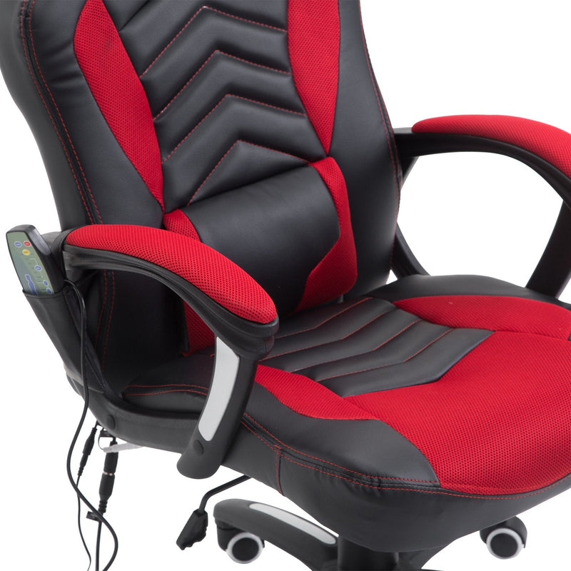 Cadeira de Escritório Gaming inclinável e Giratória com 6 Pontos de Massagem e Aquecimento - 68x69x108-117 cm