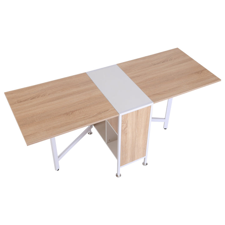Mesa Dobrável com 4 Prateleiras para sala de Jantar Economiza Espaço 169x62x75 cm Madeira