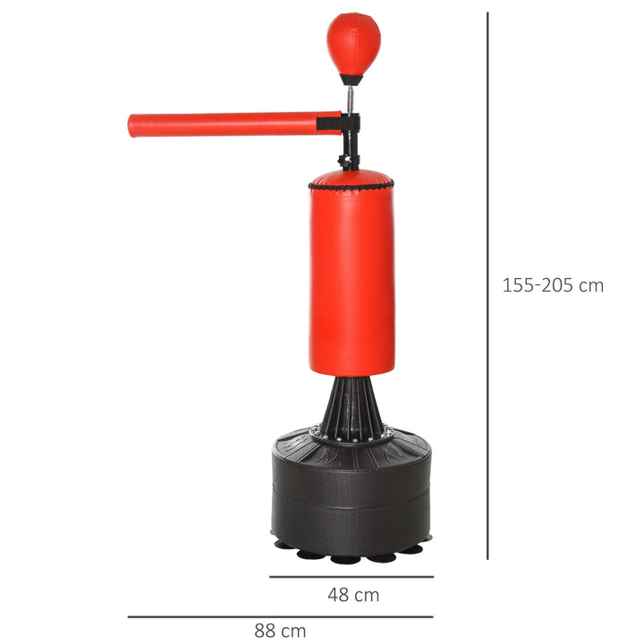 Saco de perfuração em pé com barra giratória e Bola de punção 360 ° para adultos e crianças 88x48x155-205 cm Preto e vermelho