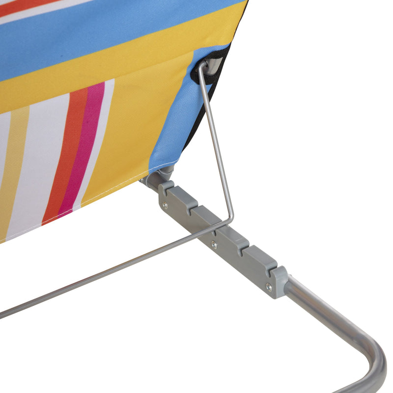 Conjunto de 2 Esteiras de Praia Dobráveis 124x53x50cm com Encosto Ajustável e Apoio para a Cabeça Esteira de Praia Tecido Oxford Aço com Bolsa de Transporte Multicor