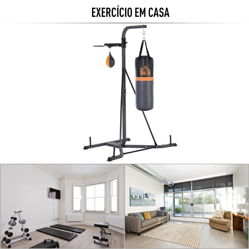 Saco de boxe com suporte ajustável em altura em 4 níveis 166,5cm - 181,5cm inclui Velocidade da bola 104x156x202cm