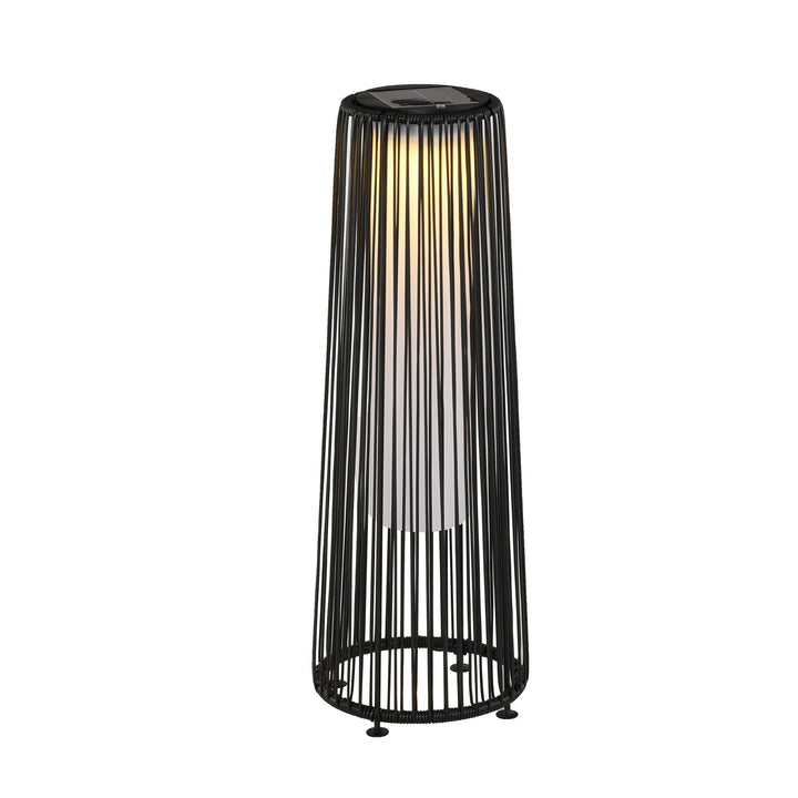 Candeeiro de chão de vime alimentado a energia solar com LED 1,5 W interruptor de controle automático de luz Decoração exterior Ø21,5x61 cm Preto