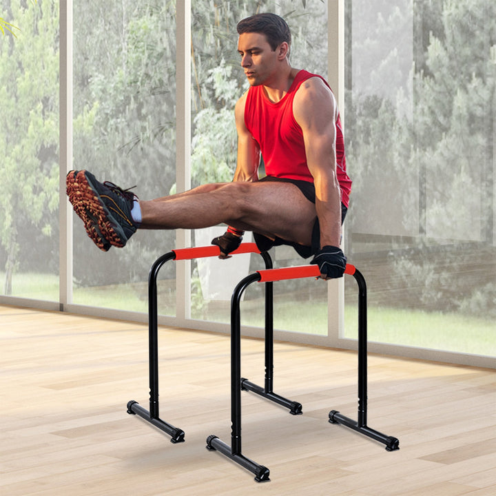 Suporte de treino de barras paralelas para flexões inclinadas construção muscular Calistênicos 63x41x73 cm Preto