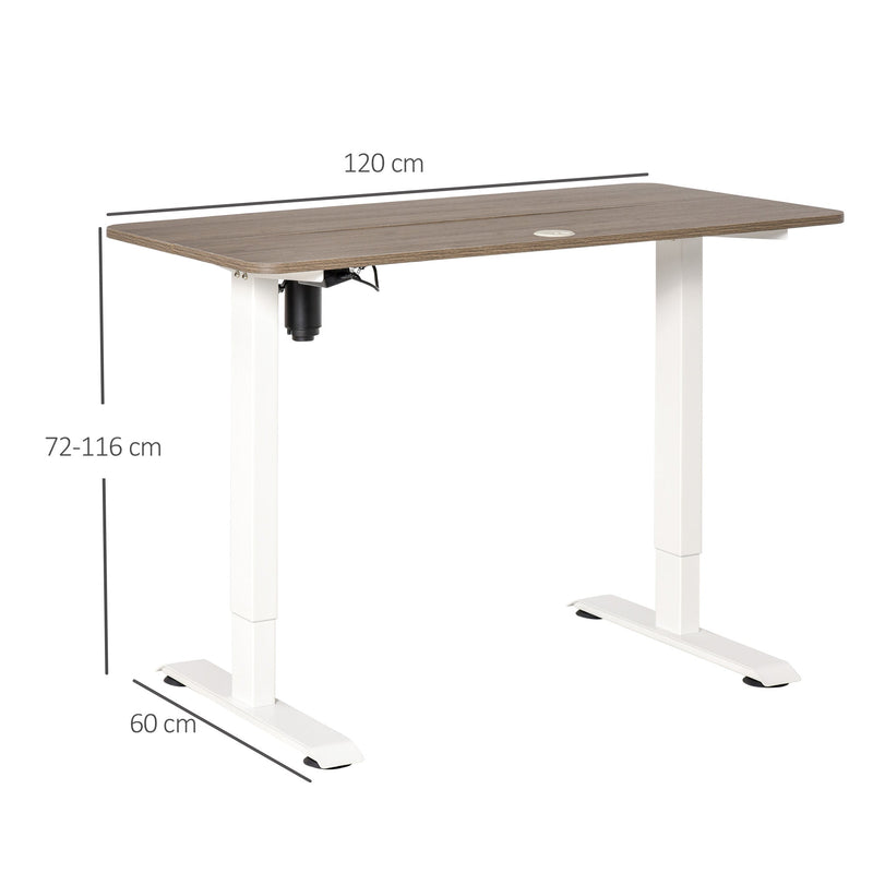 Secretária elétrica de pé Mesa ajustável em altura para escritório com 4 teclas de memória automática inteligente 120x60x72-116 cm moldura branca