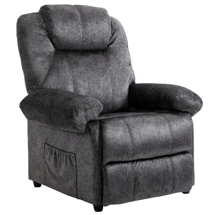 Poltrona Relax Reclinável Poltrona para Sala de Estar com Apoio para os Pés Retrátil Encosto Alto Bolso Lateral Acolchoado Grosso 96x91x108cm Preto