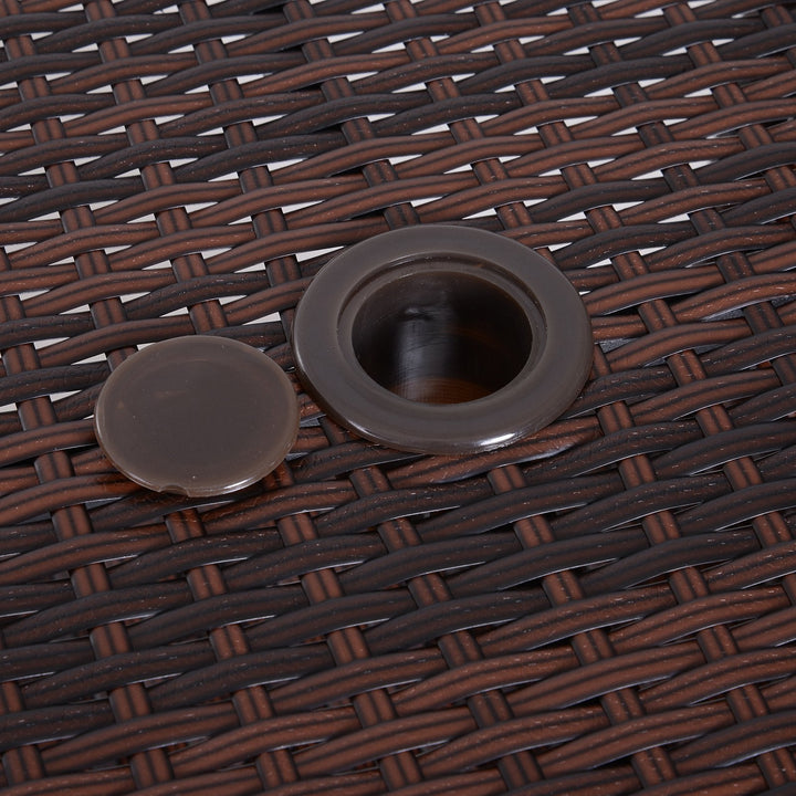 Mesa de Centro Vime com Buraco para Guarda-sol Mesita de Café Chá Mesa Auxiliar para Exterior Varanda Pátio 54x54x55cm