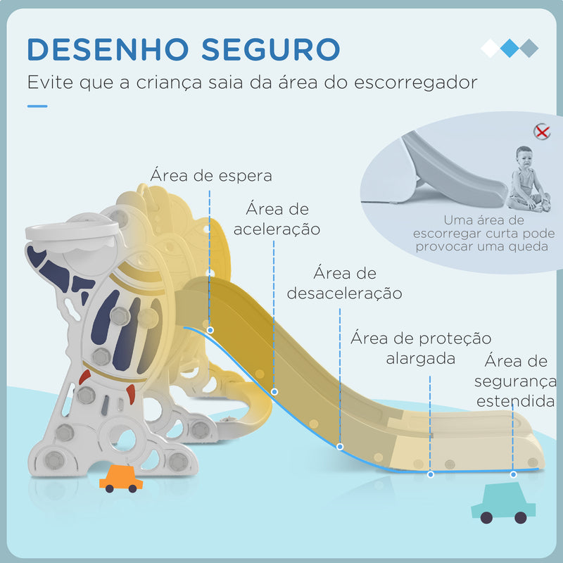 Conjunto de Escorregador e Baloiço para Crianças 3 em 1 Baloiço para Crianças de 18-48 Meses Escorregador e Cesto de Basquetebol Carga Máxima 30 kg 150x185x92 cm Branco e Azul