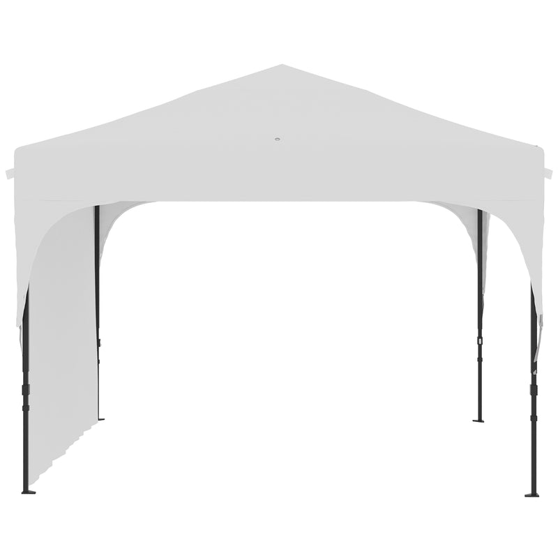 Tenda Dobrável 3x3m com Altura Ajustável Tenda de Jardim com 1 Parede Lateral Teto com Ventilação 4 Sacos de Areia e Bolsa de Transporte para Campismo Festas Branco