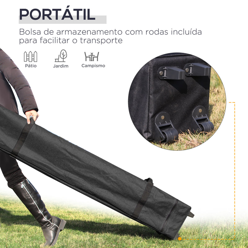 Tenda Dobrável 3x3m com Altura Ajustável Tenda de Jardim com 1 Parede Lateral Teto com Ventilação 4 Sacos de Areia e Bolsa de Transporte para Campismo Festas Branco