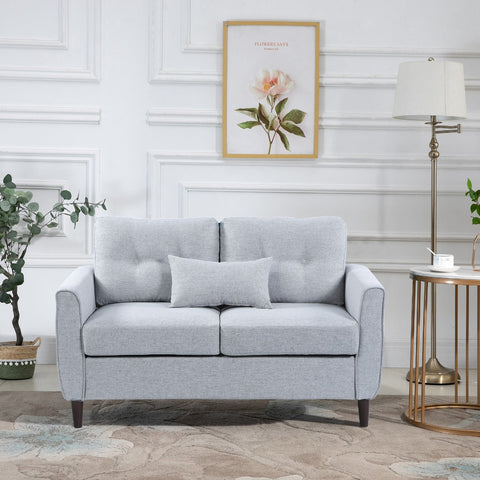 Sofá de 2 lugares Poltrona de dois lugares para sala de estar com almofadas e assento acolchoado fronha lavável 140x78x83 cm cinza claro