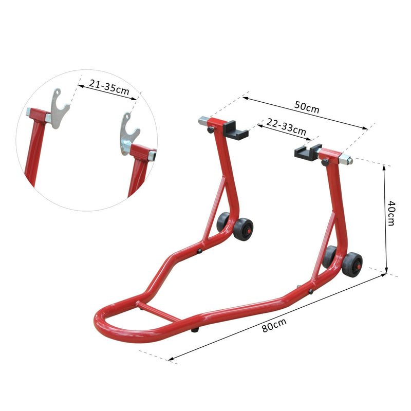 Descanso de Mota Suporte Traseiro Universal Portátil e Móvel – Cor Vermelho – Aço – 80x50x40 cm