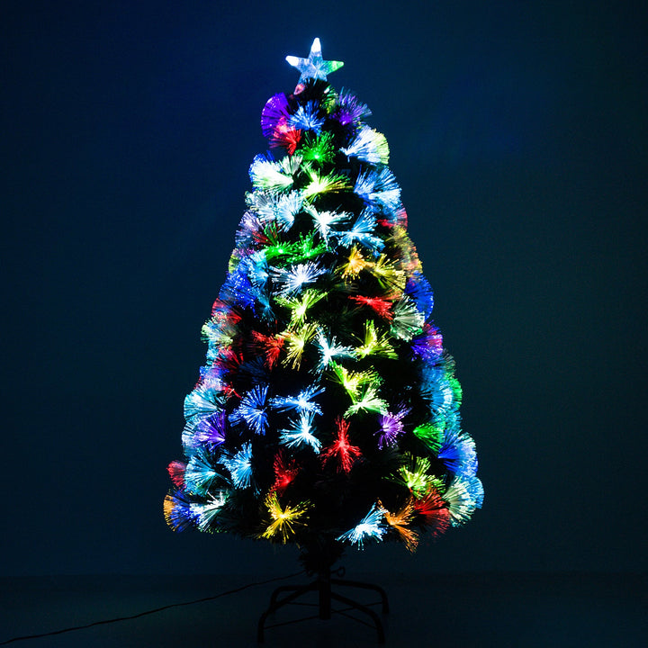Árvore de Natal, Altura 120 cm + Estrela e Fibra Ótica de 7 Cores Árvore Artificial F 66x 120 cm