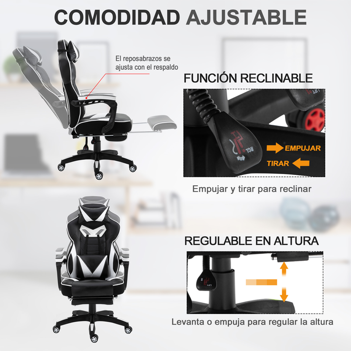 Cadeira Gaming com pousa pés