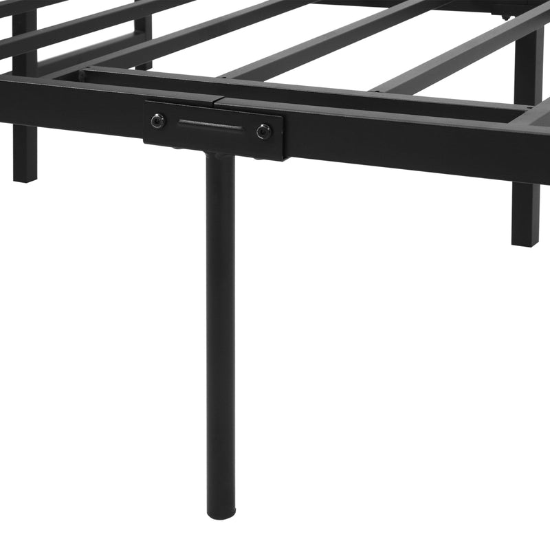 Estrutura de Cama Dupla de Metal para Colchão 135x190cm com Pés de 35cm Estrutura de Cama de Casal com Espaço em Baixo de Armazenamento 141,5x195x35cm Preto