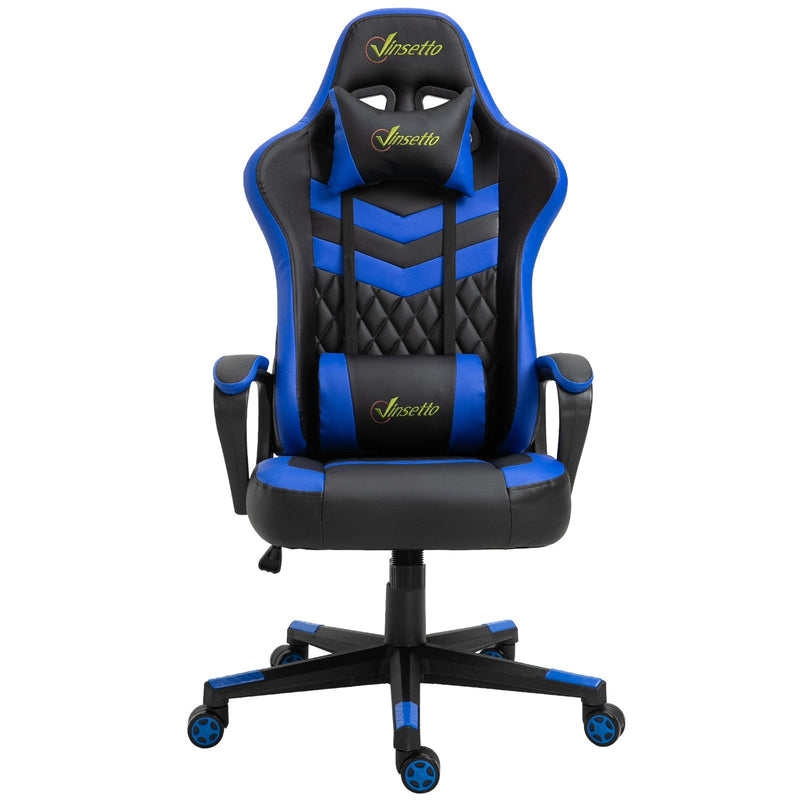 Cadeira ergonômica gaming de escritório Altura ajustável basculante com apoio de cabeça giratorio 61x70x121-129 azul