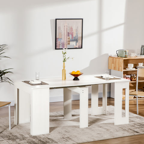 Mesa de Jantar Extensível para 4-6 Pessoas com Lateral Abatível Mesa Auxiliar Multifuncional para Escritório Cozinha Carga Máxima 60kg 180x85x75cm Branco