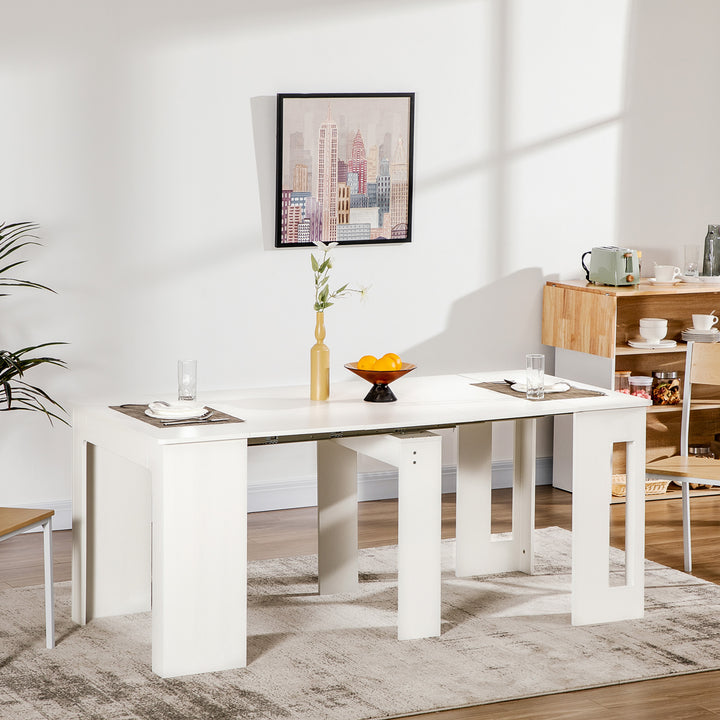 Mesa de Jantar Extensível para 4-6 Pessoas com Lateral Abatível Mesa Auxiliar Multifuncional para Escritório Cozinha Carga Máxima 60kg 180x85x75cm Branco