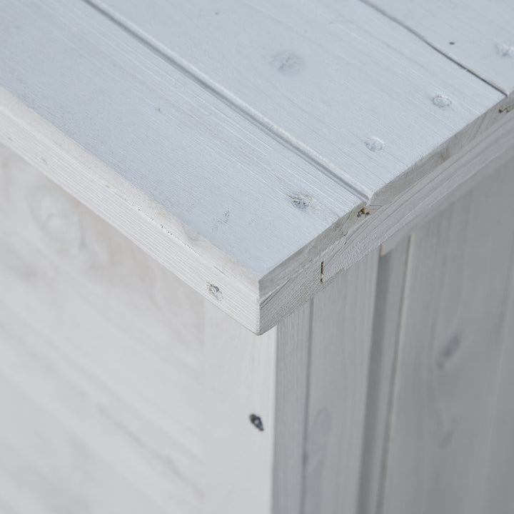 Baú de madeira ao ar livre Caixa de armazenamento de jardim com tampa que pode ser aberta 127x56x60 cm Branco