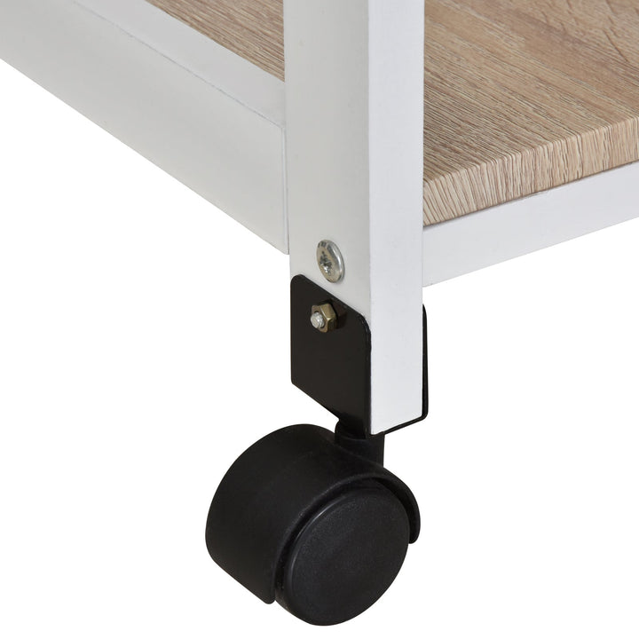Carrinho de Cozinha com 4 Níveis com Rodas Prateleira Gaveta Bandeja 37x37x76 cm Branco