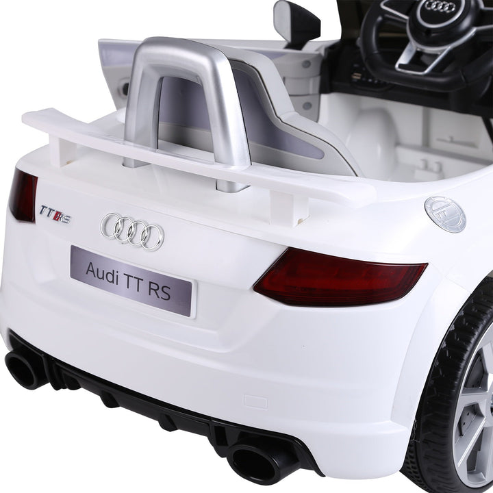 Carro elétrico infantil Audi TT RS acima de 3 anos com controle remoto com música e luzes Bateria 6V 30 kg 103x63x44cm