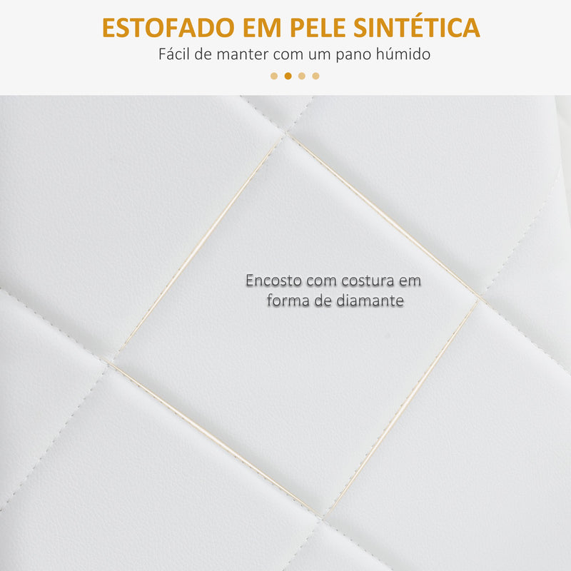 Conjunto de 4 Cadeiras de Sala de Jantar Estofadas em Couro Sintético Cadeiras de Cozinha com Encosto Alto e Pés de Aço Carga Máxima 120kg 41x50x97cm Branco