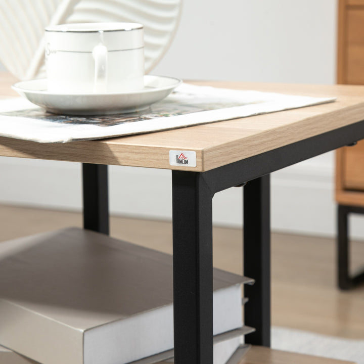 Mesa Auxiliar de 2 Níveis Mesa Auxiliar para Sala de Estar Dormitório Estúdio Escritório Estilo Moderno 45x35x48cm Madeira e Preto