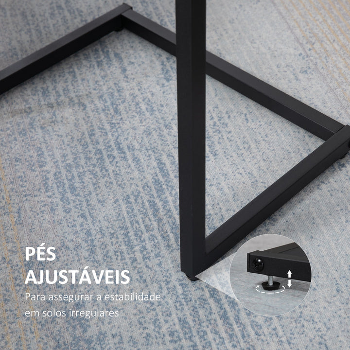 Conjunto de 3 Mesas Auxiliares em Forma de C Mesas de Estilo Industrial com Pés de Aço para Sala de Estar Dormitório Escritório 45x30x60cm 40x28x56cm e 34x25x50cm Marrom Rústico