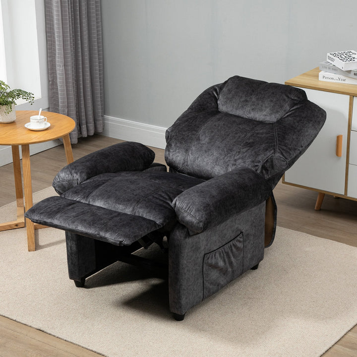 Poltrona Relax Reclinável Poltrona para Sala de Estar com Apoio para os Pés Retrátil Encosto Alto Bolso Lateral Acolchoado Grosso 96x91x108cm Preto