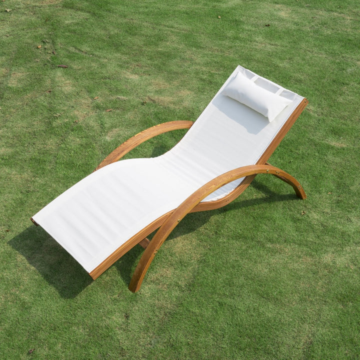 Espreguiçadeira para jardim terraço e piscina - cor branca - madeira -165x72x70cm