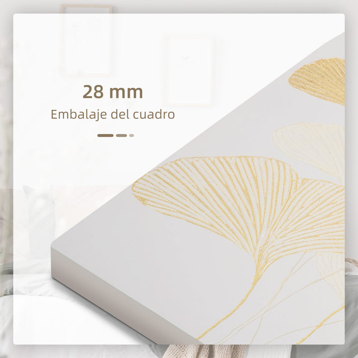 Pintura em Tela Folhas de Ginkgo Biloba 90x60cm Impressão Artística para Decoração de Parede na Sala de Estar Quarto de Escritório