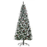 Árvore de Natal Artificial 180cm Ignífugo com 618 Ramos 34 Bagas 30 Pinhas Folhas de PVC e Suporte Metálico Decoração de Natal para Interiores Verde