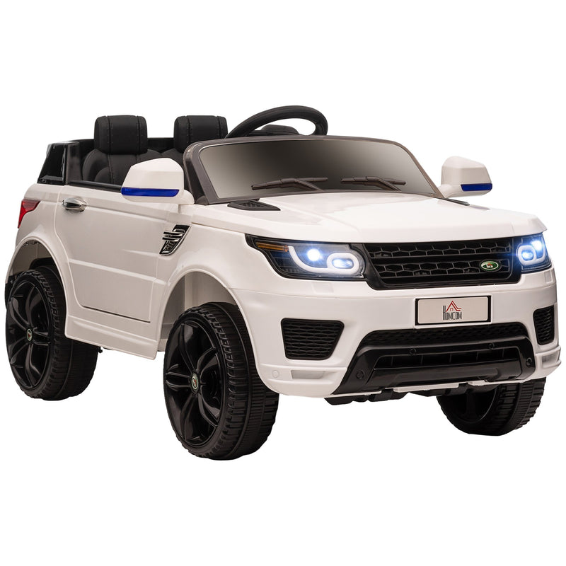 Carro Elétrico SUV para Crianças de 3-6 Anos Carro de Bateria 12V com 2 Motores Controlo Remoto Faróis Buzina Bluetooth Música USB e Abertura de Porta 3-5km/h 110x68x52cm Branco