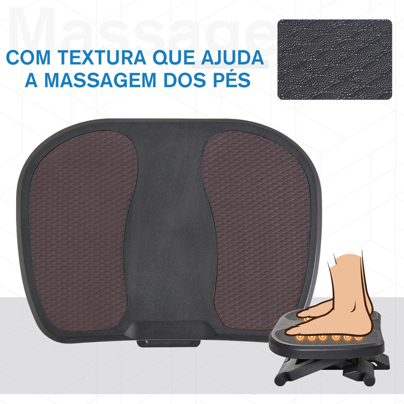 Apoio para os pés Altura Ajustável Massagem Alta Segurança Preto