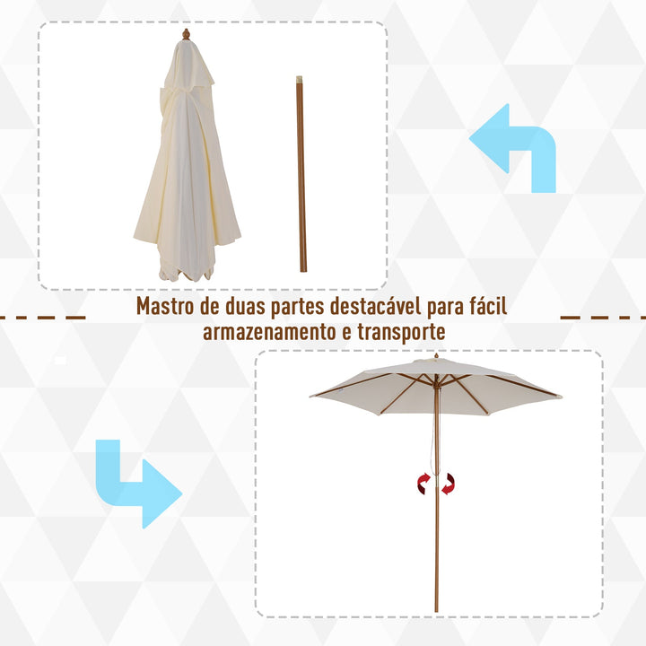 Parasol Pátio Terraço Jardim Diâmetro 250x225 cm Cor Creme