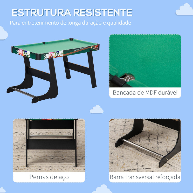 Mesa Multi Jogos para Crianças acima de 7 Anos Mesa de Jogos 6 em 1 Dobrável Bilhar Matraquilho Ping Pong Lançamento de Anéis Hóquei no Gelo e Air Hóquei 118x104x71cm Multicor