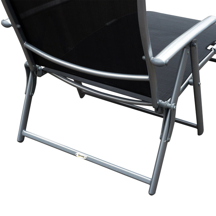Espreguiçadeira Dobrável Encosto Ajustável para 7 Níveis com Travesseiro Resistente ao Textilene 137x63,5x100,5 cm Aço