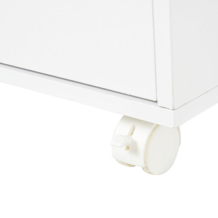 Móveis de escritório com 3 gavetas 4 prateleiras abertas 4 rodas 40x30x83 cm Branco
