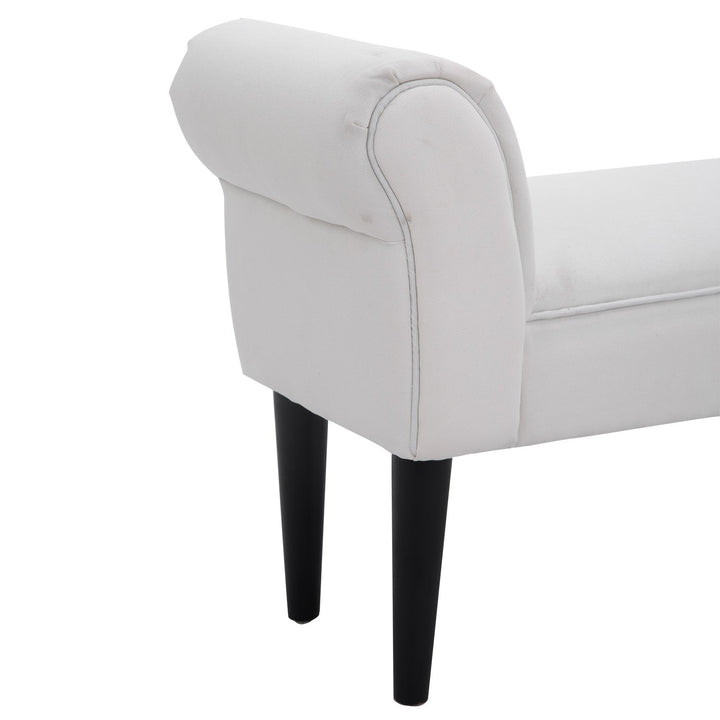 Banco para Pé de Cama Banco estofado com braços Banco de madeira para quarto sala de estar 102x31x51cm Carga 130kg Branco