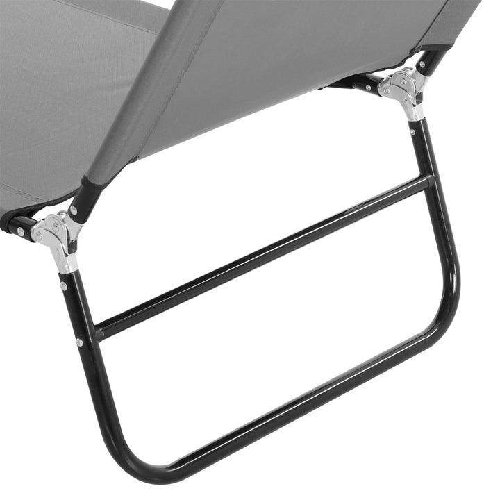 Espreguiçadeira Dobrável Reclinável com Ângulo Ajustável de 3 Posições para Exterior Carga 120 kg 190x56x28 cm Cinza