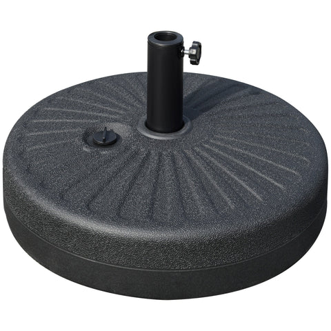 Base de Chapéu de Sol de Jardim Recarregável de Água 22kg Suporte de Chapéu de Sol Redondo para Mastros de 38mm/48mm Portátil para Terraço Pátio Ø51x28cm Preto