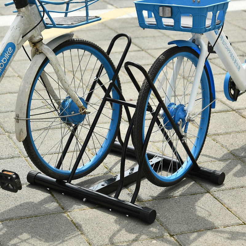 Suporte de Estacionamento Cruzado para 2 Bicicletas Aço Portátil 60x54x57 cm Preto